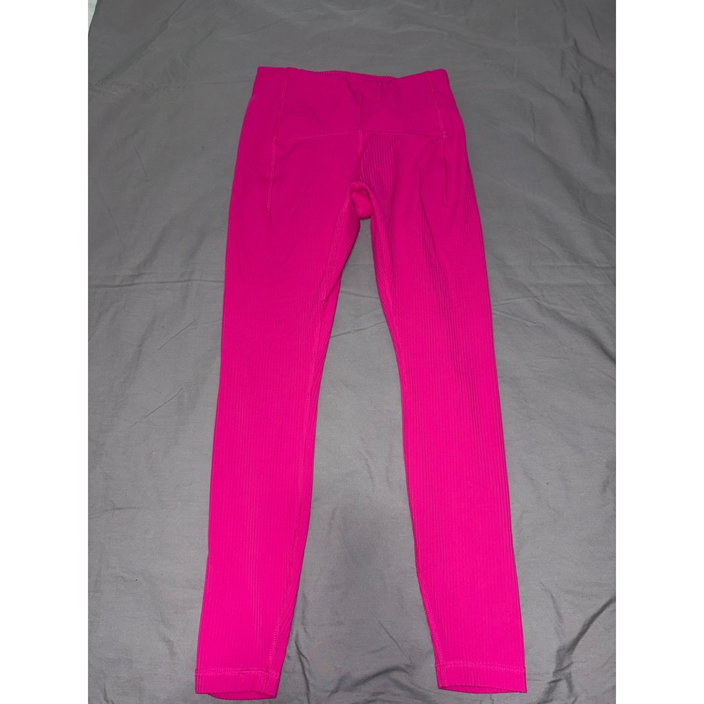 Spyder Active Womens Ribbed High Rise Leggings Hot Pink Yoga Pants Small